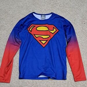 Under Armour Blue and Red Superman Logo Shirt